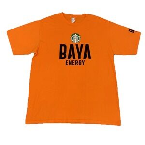 Starbucks Baya Energy Promo Tshirt Adult‎ Large Orange Employee Work Tee
